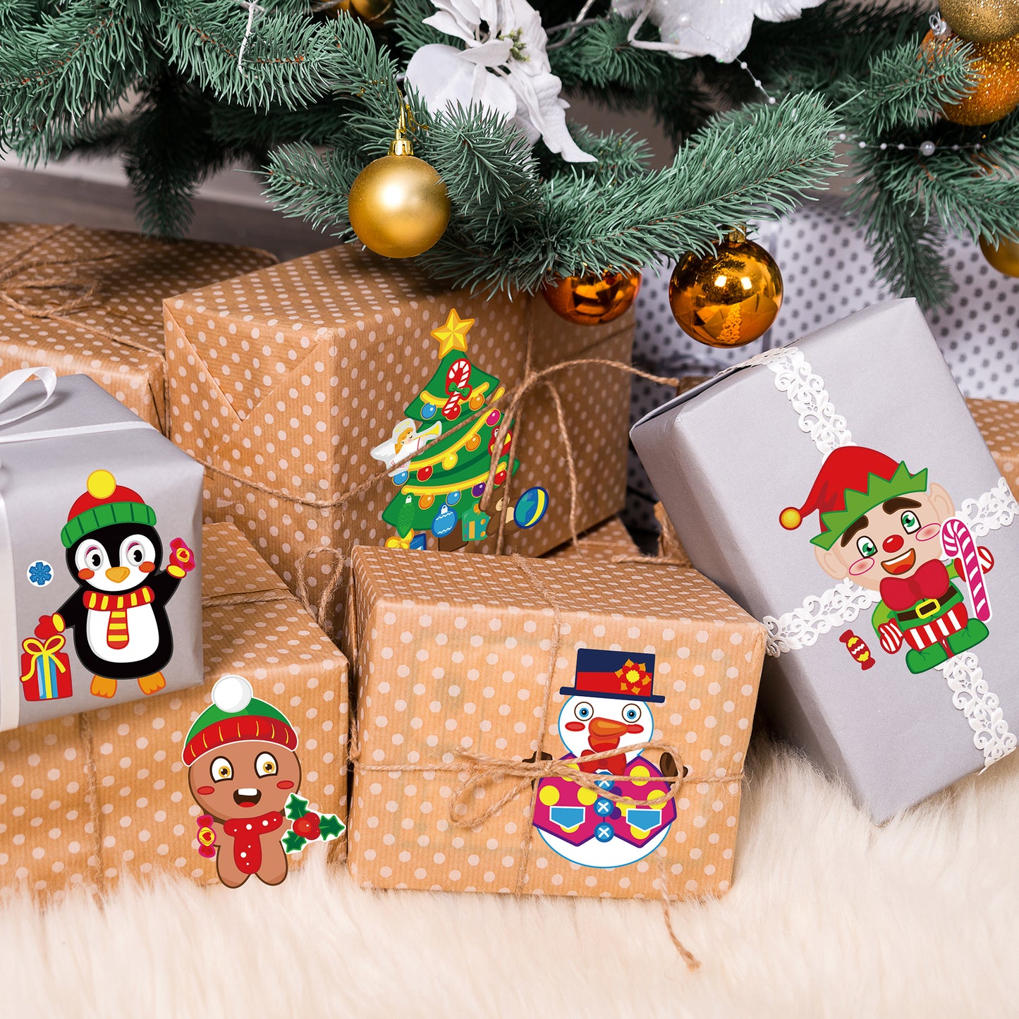 Mocoosy 32PCS Christmas Make a Face Sticker Sheets for Kids, Make Your Own Christmas Characters Stickers, Xmas Stickers with Elf, Santa, Snowman, Penguin and More Christmas Party Favor Craft Supplies