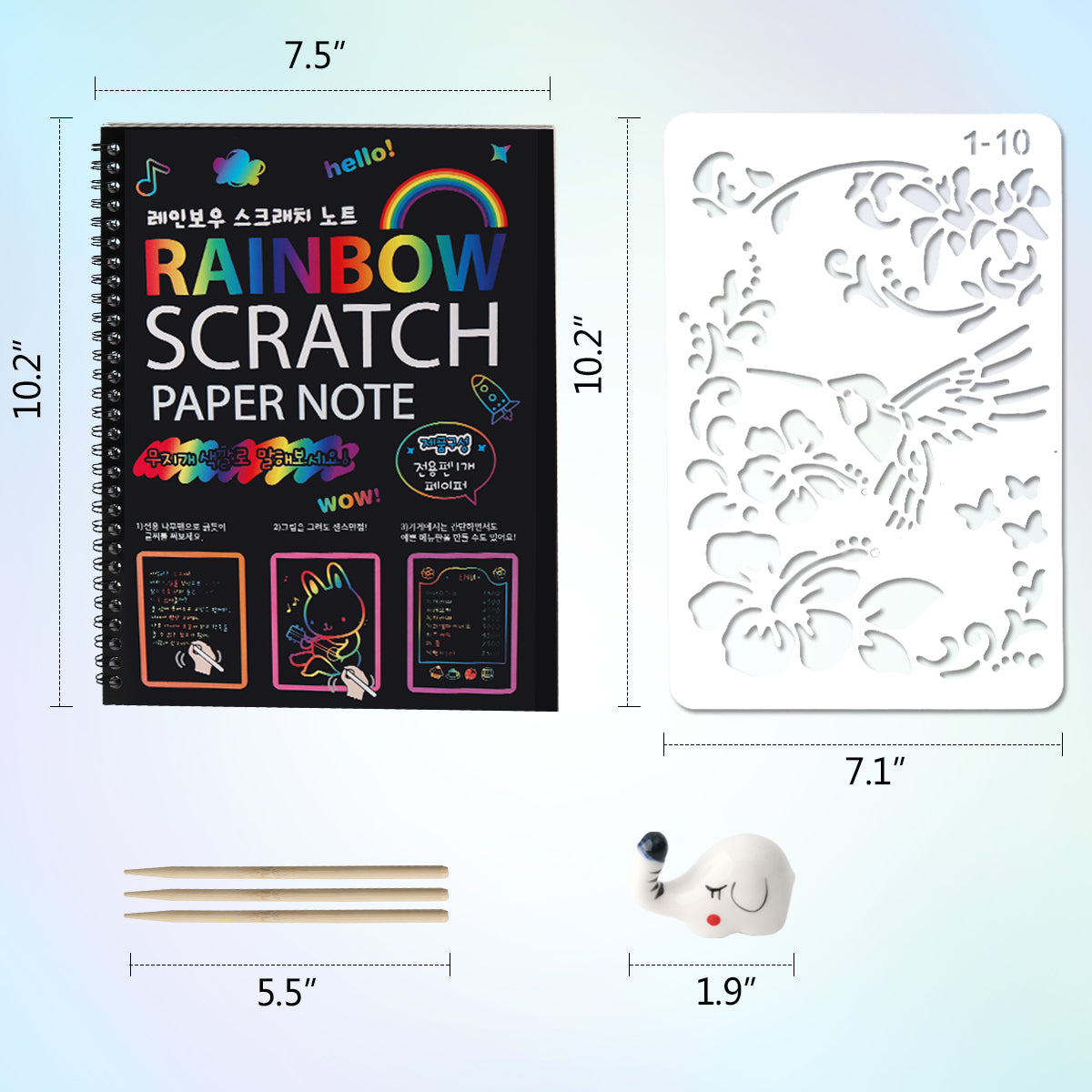 Mocoosy 3 Pack Rainbow Scratch Paper Art Notebooks, Magic Scratch Paper Set for Kids Arts Crafts, Black Scratch Note Doodle Pads for DIY Drawing Activity Birthday Gifts Ideas for Boys Girls Ages 3-12