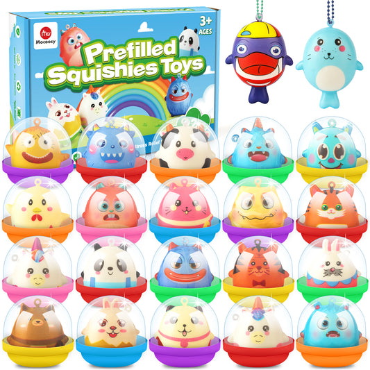 Mocoosy 22 Pack Squishy Toys for Kids Party Favors Bulk, Birthday Goodie bag stuffers, Easter Basket Stuffers, Pinata Stuffers, Classroom Prizes, Treasure Chest and Claw Machine Toys for Boys Girls
