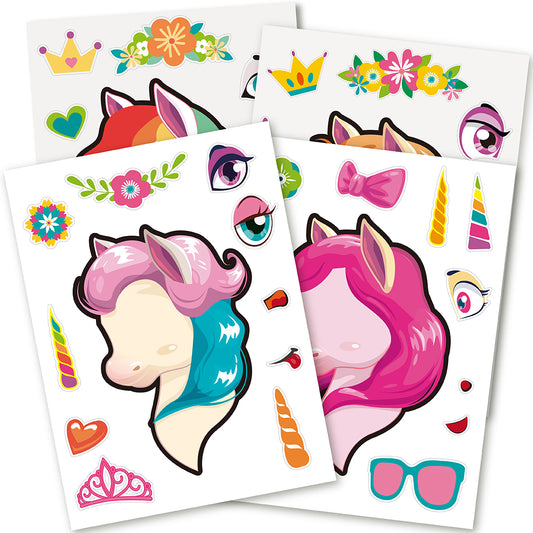 Mocoosy 48PCS Unicorn Stickers for Girls Age 4-6, Unicorn Party Favors for Toddlers 3-5, Make Your Own Sticker Birthday Game Activity Art Craft Supplies, Kids Goodie Bag Stuffers Classroom Prizes Gift