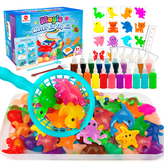 Mocoosy 20 Colors Magic Water Gel Kit for Kids, Aqua Fairy Water Elf Toy Kit with 20 Magic Gels & 16 Squishy Maker Molds, Squishy Making Kit Water Pets DIY STEM Toy Crafts Gifts for Boys Girls