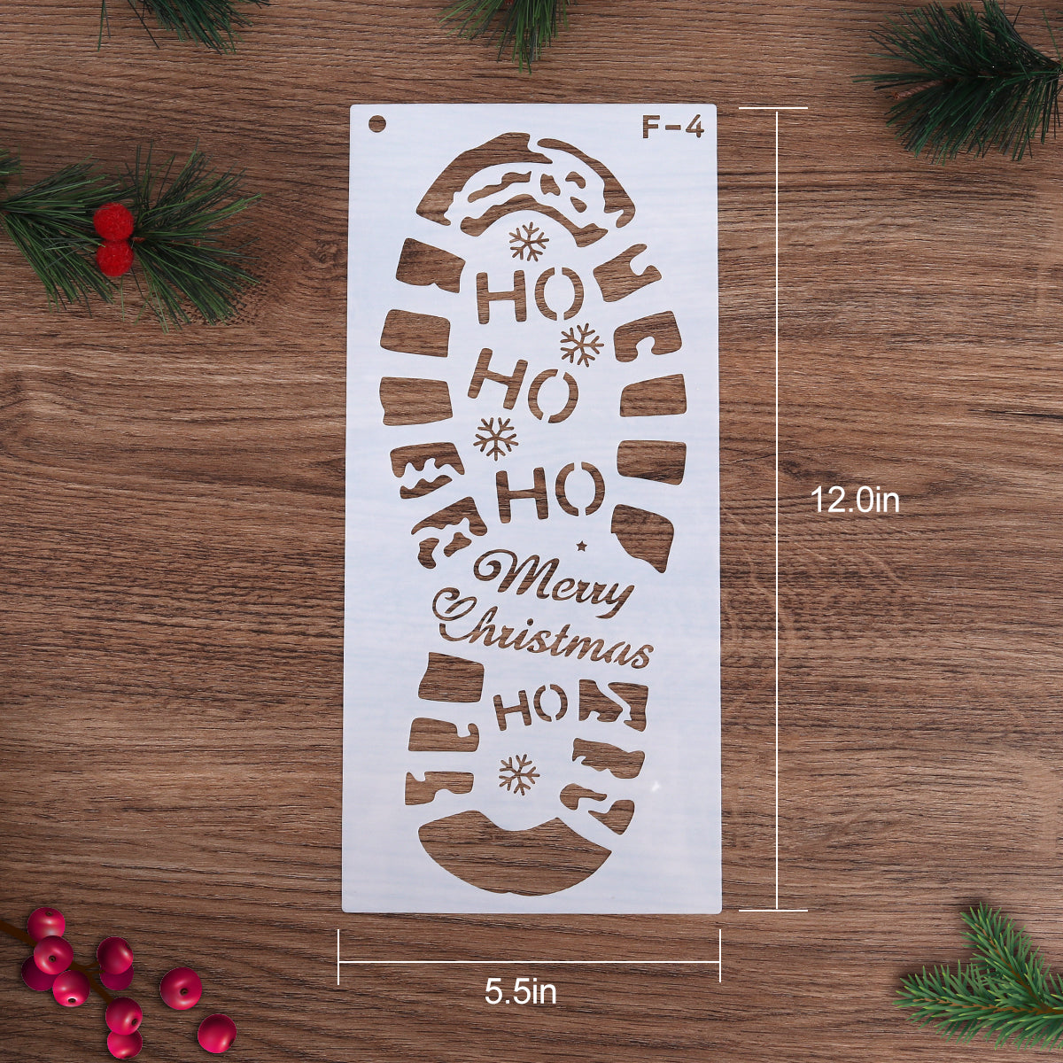 Christmas Stencils for Painting Santa Footprints for Floor, Santa Claus Boot Prints and Snowflake Stencils Template, Reusable Plastic Elf Foot Print Stencil Holiday Xmas Decorations DIY Craft