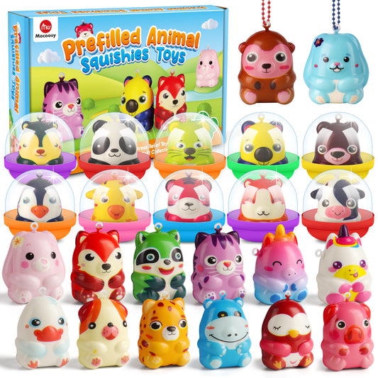 Mocoosy 24 Pack Animal Squishy Toys for Kids Party Favors, Goodie Bag Stuffers Bulk, Pinata Stuffers, Classroom Prizes, Carnival Prizes, Treasure Chest & Claw Machine Toys Birthday Gift for Boys Girls