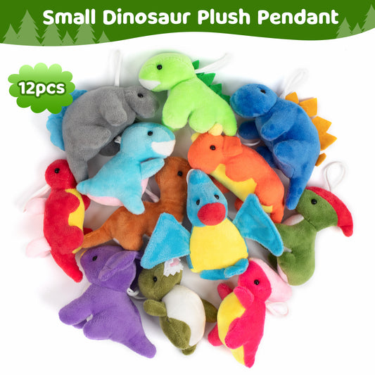 Mocoosy 12 Pack Small Dinosaur Plush Toys, Mini Stuffed Animals Bulk for Kids Dinosaur Party Favors, Soft Dino Playset Keychains, Goodie Bag Stuffers for Toddler Boys Girls Carnival Prizes