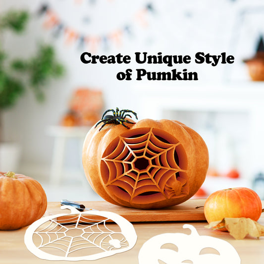 Mocoosy 12 PCS Halloween Stencils, 8 Inch Pumpkin Face Stencils for Carving, Reusable Plastic Large Halloween Templates for Painting on Wood DIY Pumpkin Crafts Wall Fabrics Window Hallowmas Art Decor