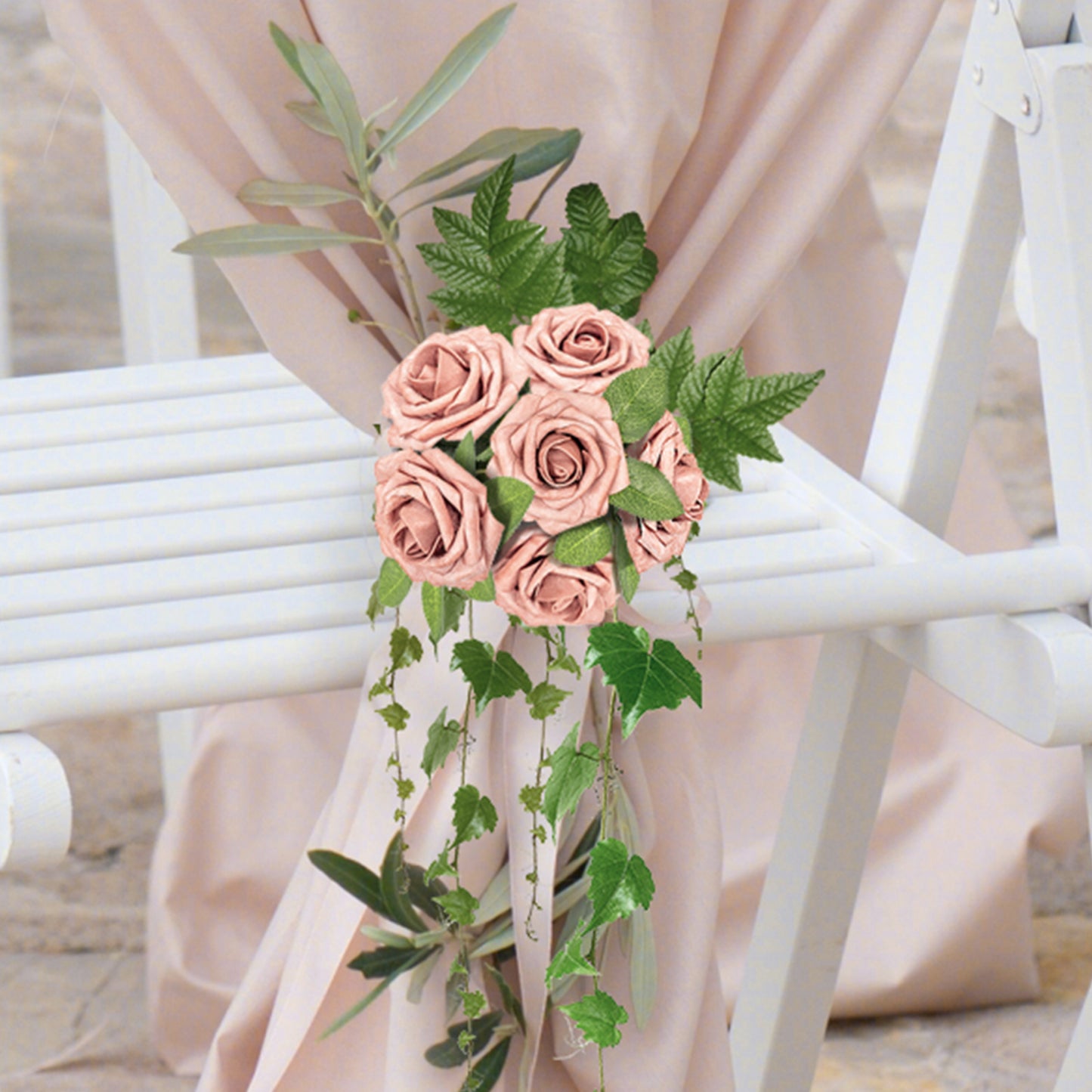 Mocoosy 50Pcs Artificial Rose Flowers, Dusty Roses for Decorations, Real Touch Fake Foam Rose Bulk with Stems DIY Wedding Bouquets Bridal Shower Centerpiece Floral Arrangements Party Home Table Decor
