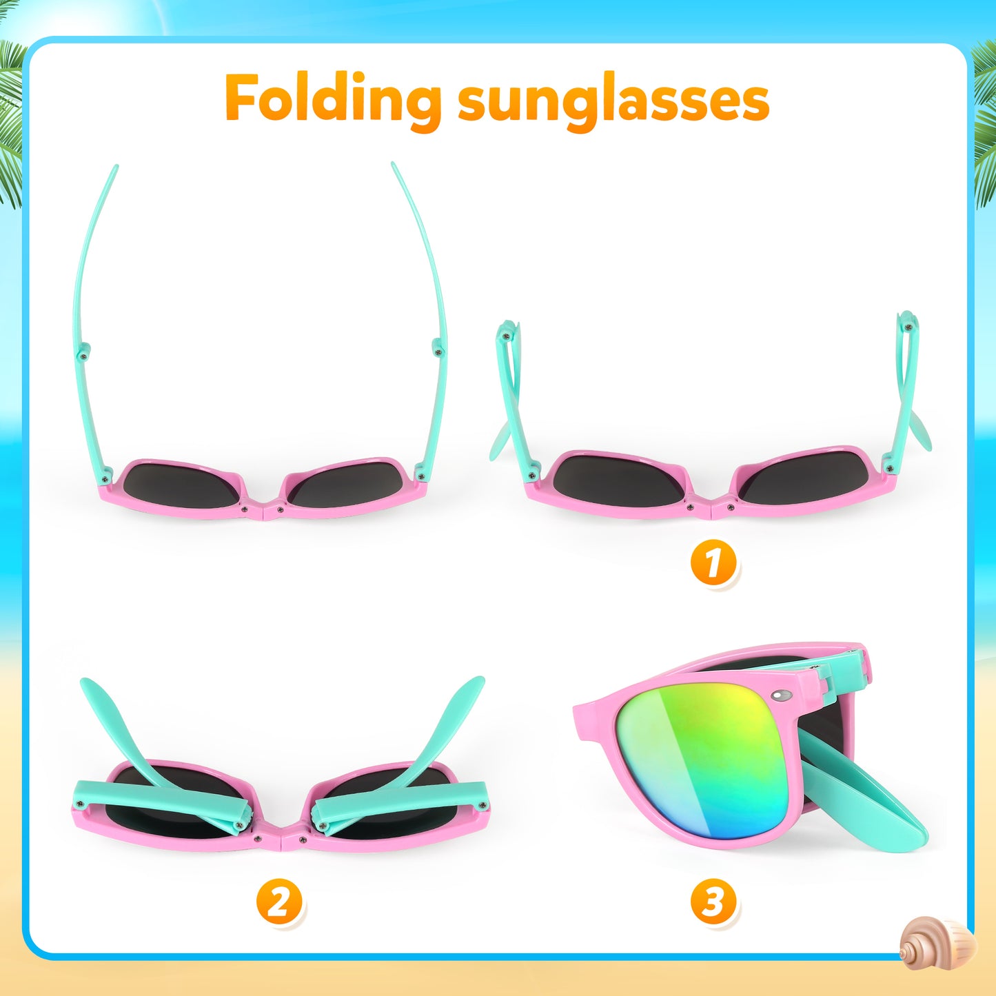 Mocoosy Foldable Kids Sunglasses Bulk,18 Pack Neon Sunglasses with UV400 Protection, Summer Pool Party Favor Beach Luau Graduation Party Supplies Birthday Goodie Bag Stuffers for Boys Girls Age 4-8-12