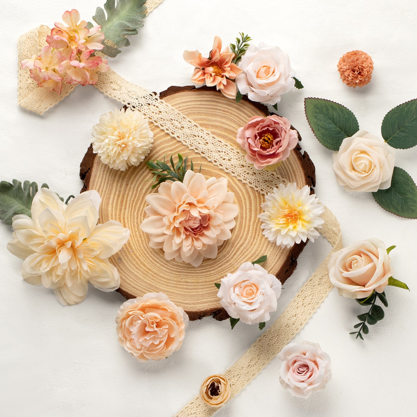 Mocoosy Roses Artificial Flowers Combo Box Set Fake Flowers Bulk, Mix Faux Flowers with Stem for Wedding Bouquets Centerpieces Table Decorations DIY Floral Arrangement Bridal Shower Party Home Decor