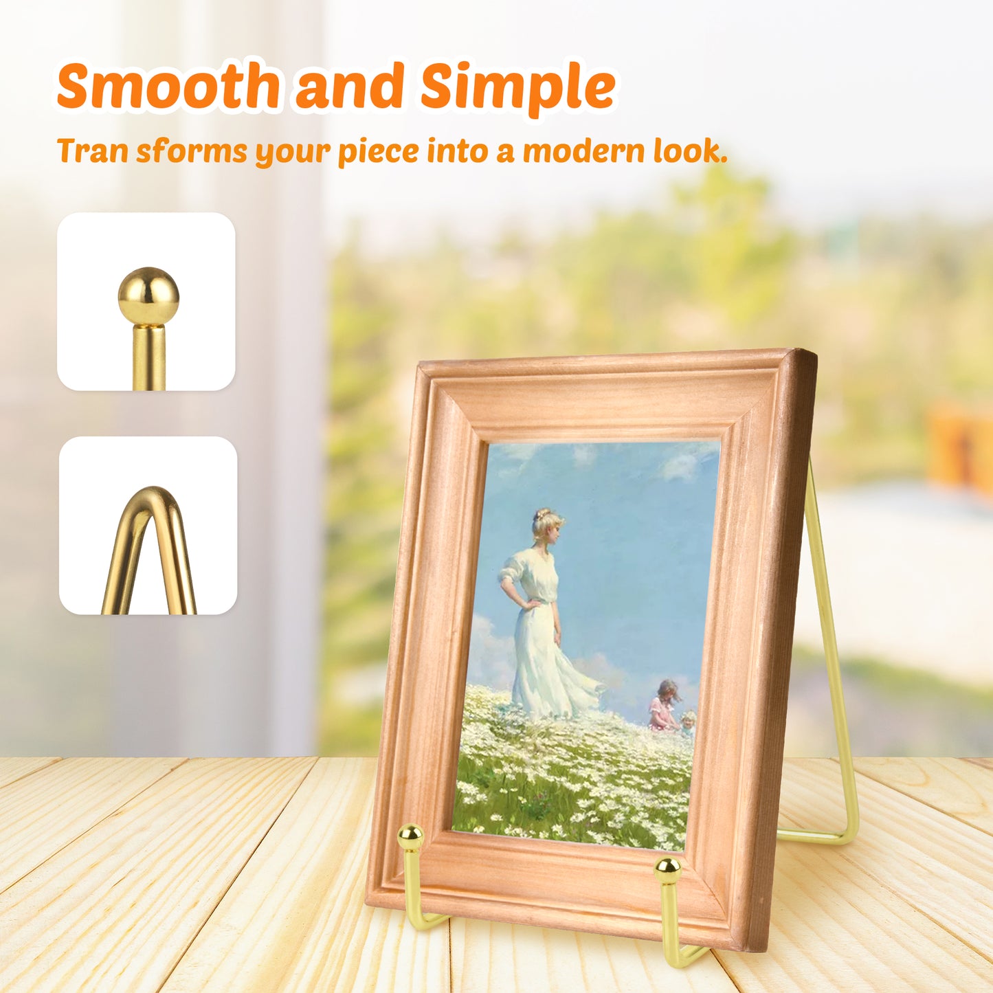 Mocoosy 2 Pack 6 Inch Gold Plate Stands for Display, Metal Square Wire Easel Stand, Plate Holder Display Stands, Picture Frame Stands for Display Photos, Decorative Platter, Plaques and Table Arts