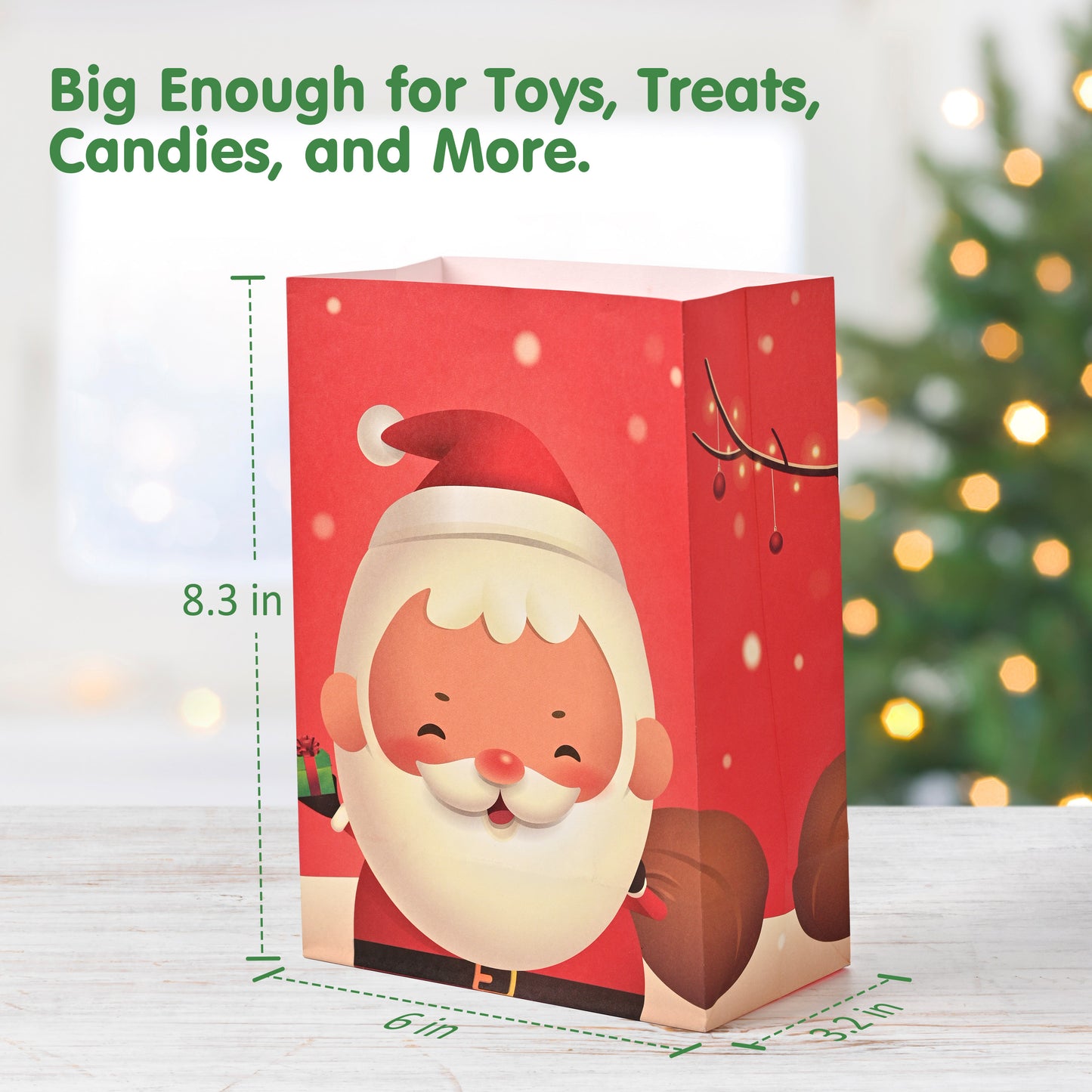 Mocoosy 24 Pack Christmas Party Favor Bags, Xmas Goodie Bags for Kids Birthday Party, Holiday Candy Treat Bags Small Paper Gift Bags for Christmas Winter Elf Theme Party Baby Shower Supplies