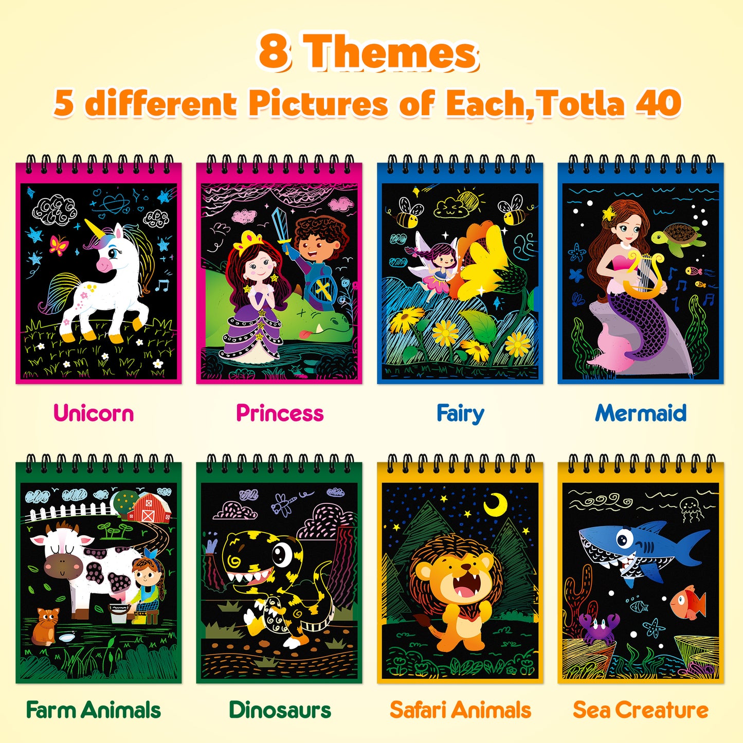 Mocoosy 24 Pack Scratch Art Party Favors for Kids, Rainbow Scratch Paper with 10 Designs, Easter Basket Stuffers, Birthday Goodie Bag Fillers, Classroom Prizes, Craft Kits, Art Supplies for Boys Girls