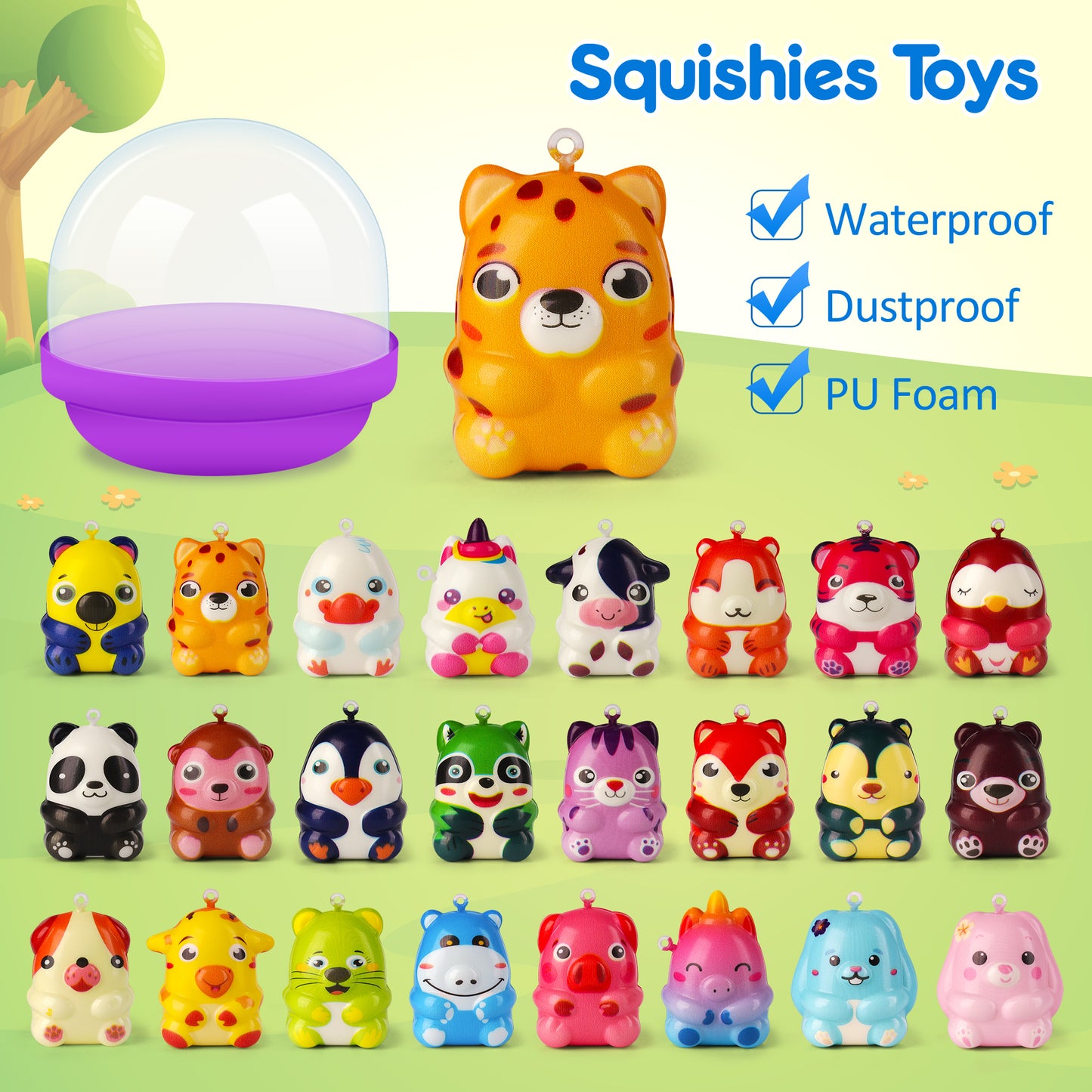Mocoosy 24 Pack Animal Squishy Toys for Kids Party Favors, Goodie Bag Stuffers Bulk, Pinata Stuffers, Classroom Prizes, Carnival Prizes, Treasure Chest & Claw Machine Toys Birthday Gift for Boys Girls