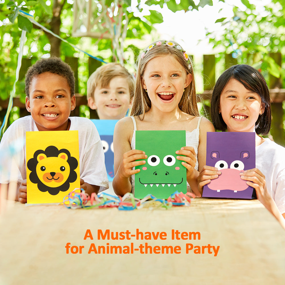 Mocoosy 24 Pack Animal Party Favor Bags, Goodie Bags for Kids Birthday Party, Small Gift Bags Bulk Paper Treat Bags for Toddler Baby Shower Party Supplies School Classroom Loot Bags for Girls Boys