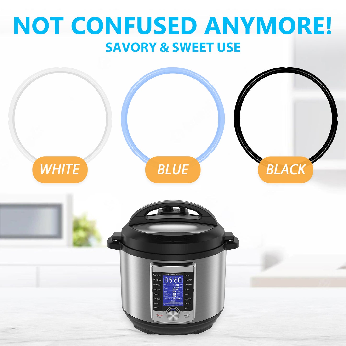 3PCS Silicone Sealing Ring for Instant Pot 6 Quart, Insta Pot Seals Replacement Gasket 6 Qt Instapot Sealing Ring for 6/5Qt, Food-Grade Silicone for IP-DUO60, IP-LUX60, IP-DUO50, Smart-60, IP-CSG60
