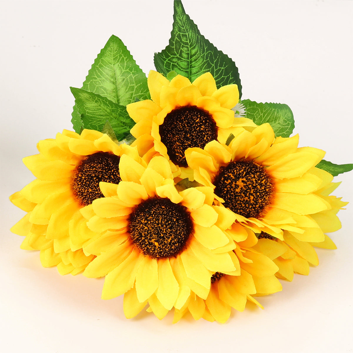Mocoosy 4 Bunches Artificial Sunflower Bouquets, Fake Sunflowers with Stems, Silk Wildflowers Realistic Yellow Faux Sun Flowers for Wedding Decorations Fall Floral Arrangements Home Garden Table Decor