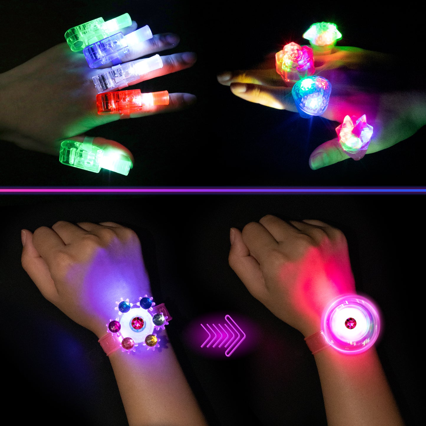Mocoosy 103PCS Glow in the Dark Party Supplies, Light Up Party Favors for Kids Adults Neon Toys Bulk Party Pack With Glow Sticks, Led Glasses, Light Up Bracelets, Finger Lights, Jelly Ring & Headbands