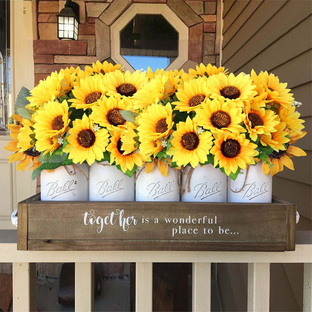 Mocoosy 4 Bunches Artificial Sunflower Bouquets, Fake Sunflowers with Stems, Silk Wildflowers Realistic Yellow Faux Sun Flowers for Wedding Decorations Fall Floral Arrangements Home Garden Table Decor