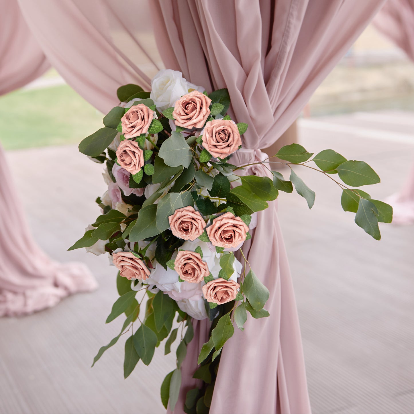 Mocoosy 50Pcs Artificial Rose Flowers, Dusty Roses for Decorations, Real Touch Fake Foam Rose Bulk with Stems DIY Wedding Bouquets Bridal Shower Centerpiece Floral Arrangements Party Home Table Decor