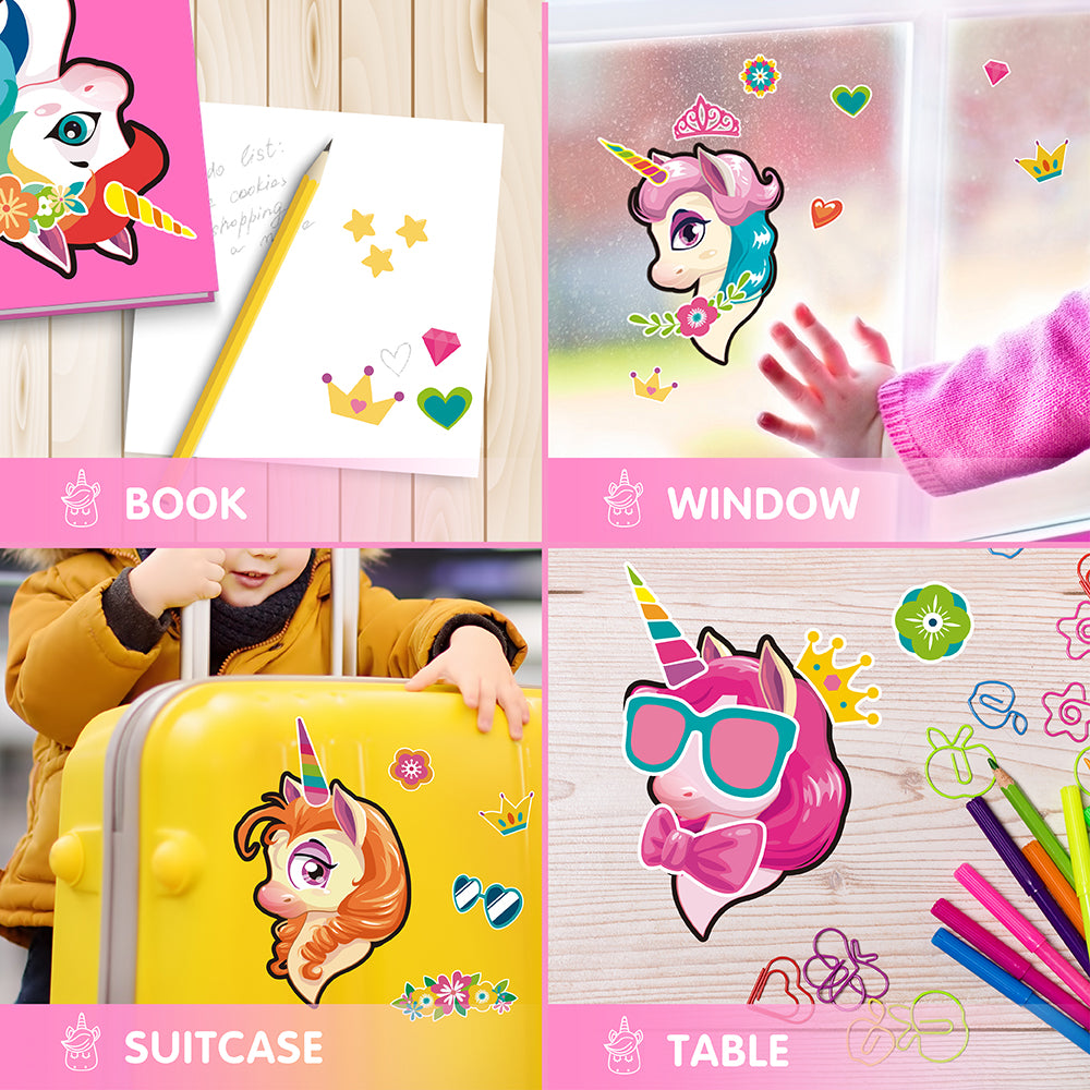 Mocoosy 48PCS Unicorn Stickers for Girls Age 4-6, Unicorn Party Favors for Toddlers 3-5, Make Your Own Sticker Birthday Game Activity Art Craft Supplies, Kids Goodie Bag Stuffers Classroom Prizes Gift