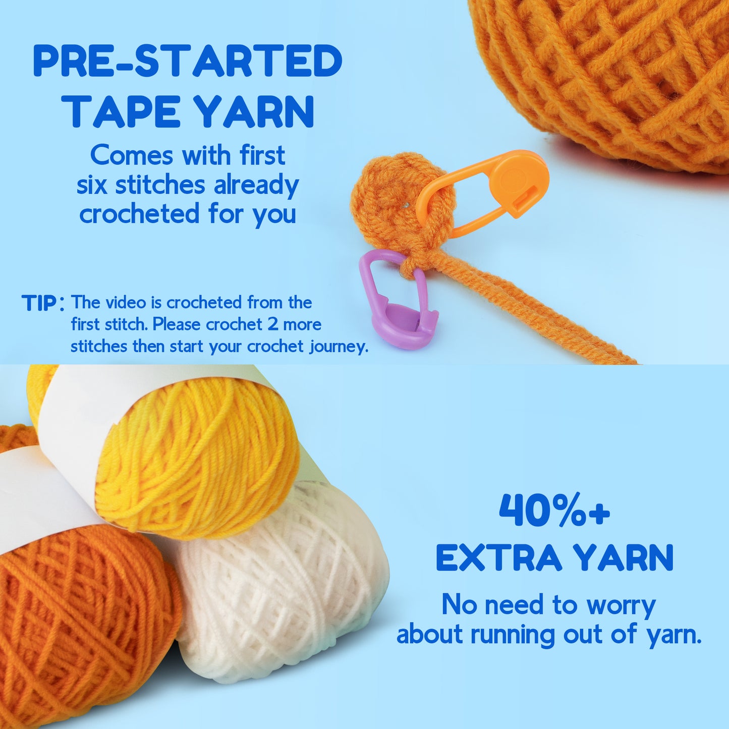 Mocoosy 3PCS Animal Crochet Kit for Beginners, Learn to Crochet Starter Kit for Kids Adults, Crochet Set with Step-by-Step Video Tutorials, DIY Knitting Supplies Include Yarn and Accessories