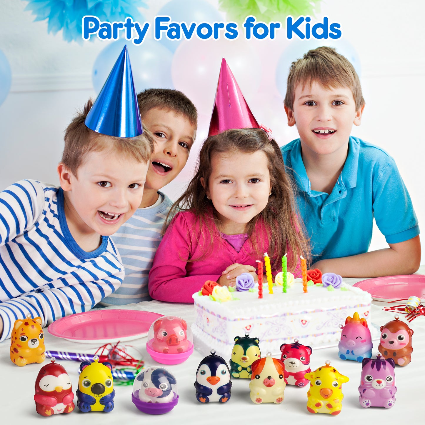 Mocoosy 24 Pack Animal Squishy Toys for Kids Party Favors, Goodie Bag Stuffers Bulk, Pinata Stuffers, Classroom Prizes, Carnival Prizes, Treasure Chest & Claw Machine Toys Birthday Gift for Boys Girls
