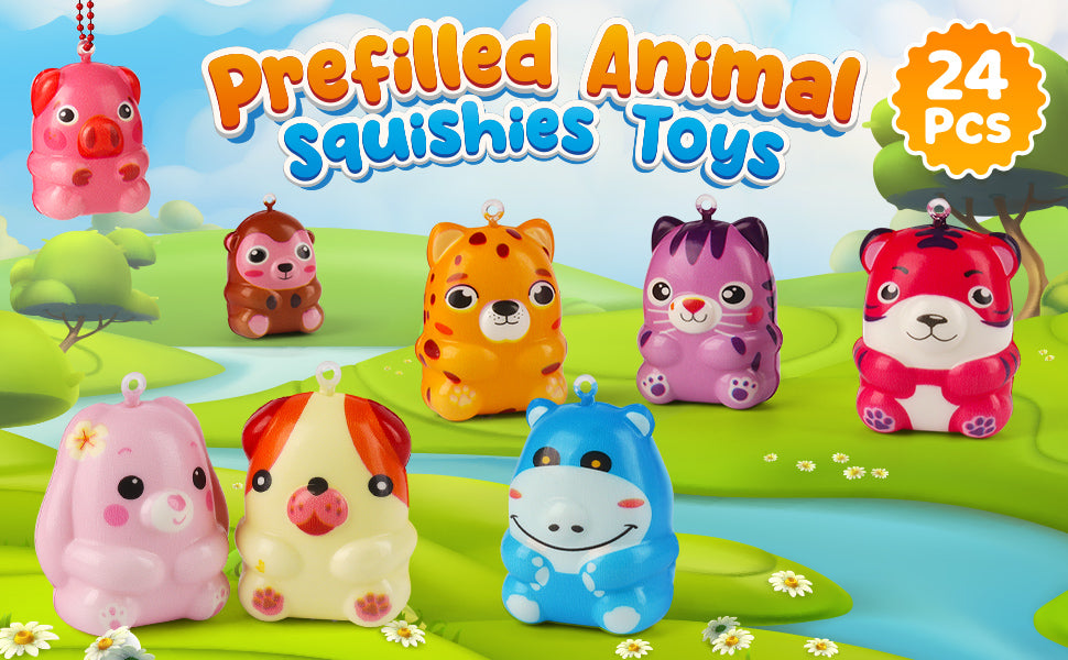 Mocoosy 24 Pack Animal Squishy Toys for Kids Party Favors, Goodie Bag Stuffers Bulk, Pinata Stuffers, Classroom Prizes, Carnival Prizes, Treasure Chest & Claw Machine Toys Birthday Gift for Boys Girls