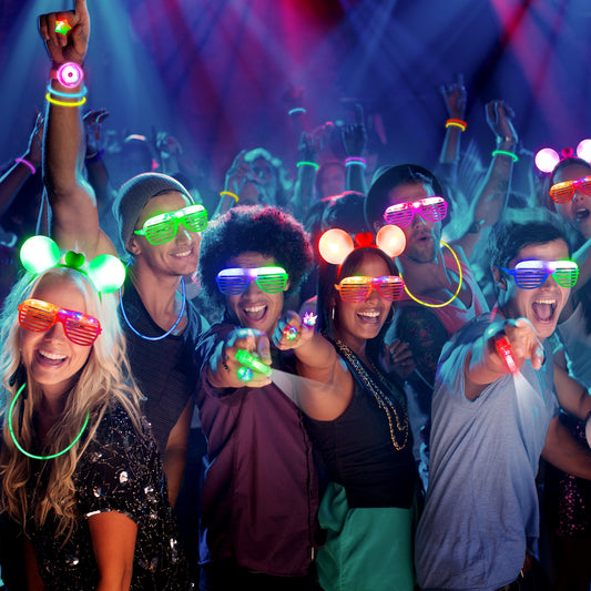 Mocoosy 103PCS Glow in the Dark Party Supplies, Light Up Party Favors for Kids Adults Neon Toys Bulk Party Pack With Glow Sticks, Led Glasses, Light Up Bracelets, Finger Lights, Jelly Ring & Headbands