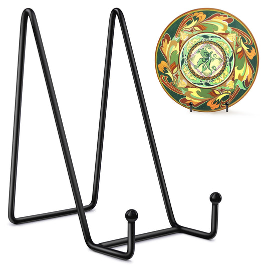 Mocoosy 2 Pack 6 Inch Display Stands for Plate - Black Metal Iron Easel Plate Holder Stands Frame Holders for Displaying Photos, Pictures, Decorative Plate Dish and Tabletop Art