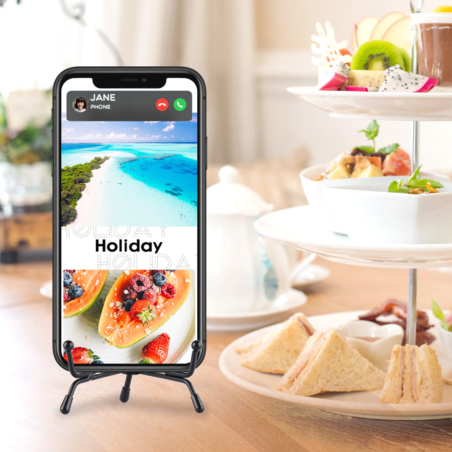Mocoosy 4 Pack Improved Anti-Slip Plate Stands for Display, 4 Inch Plate Holder Display Stand, Picture Frame Holder Stand, Black Iron Easel Stands for Photo, Decorative Plate and Tabletop Arts
