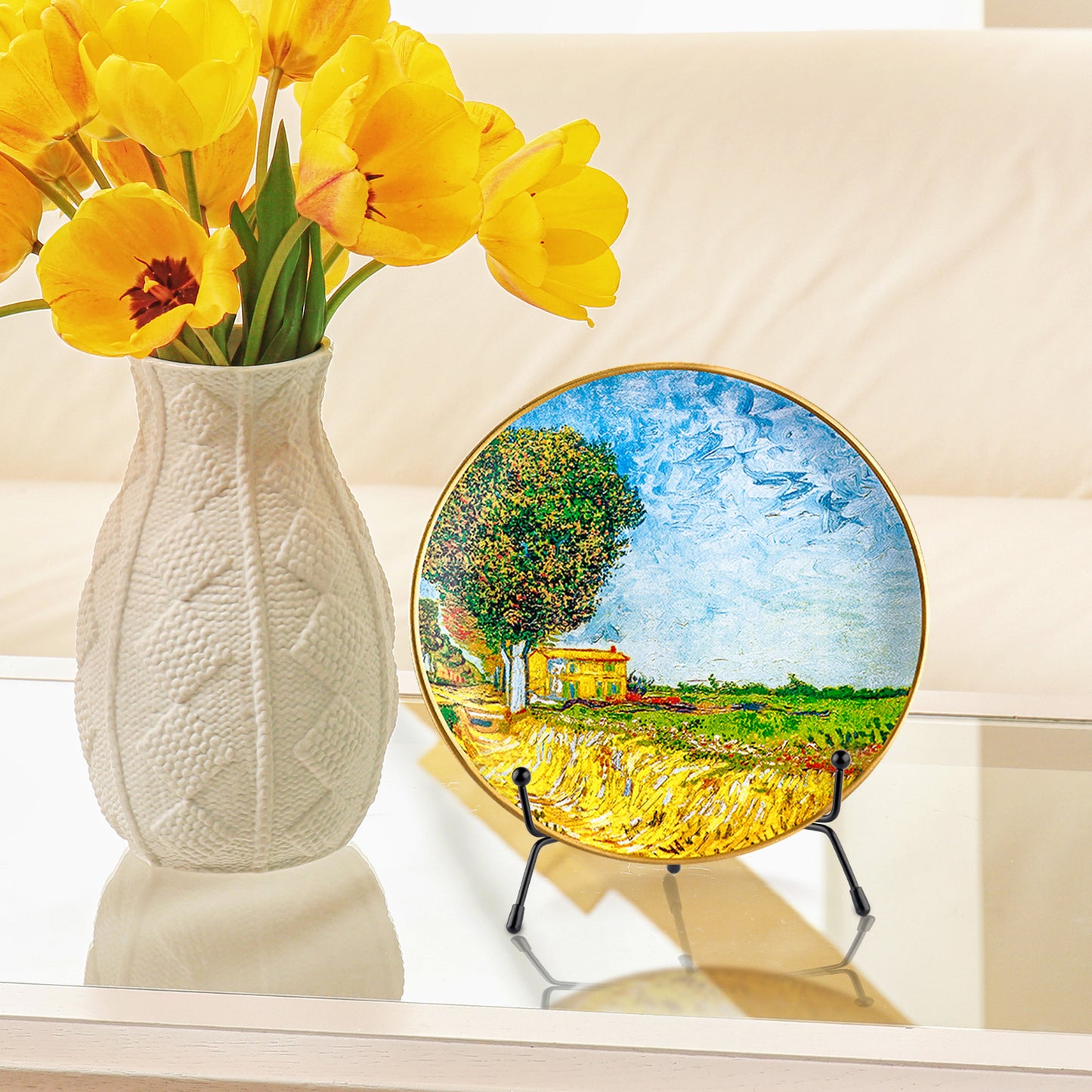 Mocoosy 4 Pack Improved Anti-Slip Plate Stands for Display, 6 Inch Plate Holder Display Stand, Picture Frame Holder Stand, Black Iron Easel Stands for Photo, Decorative Plate and Tabletop Arts