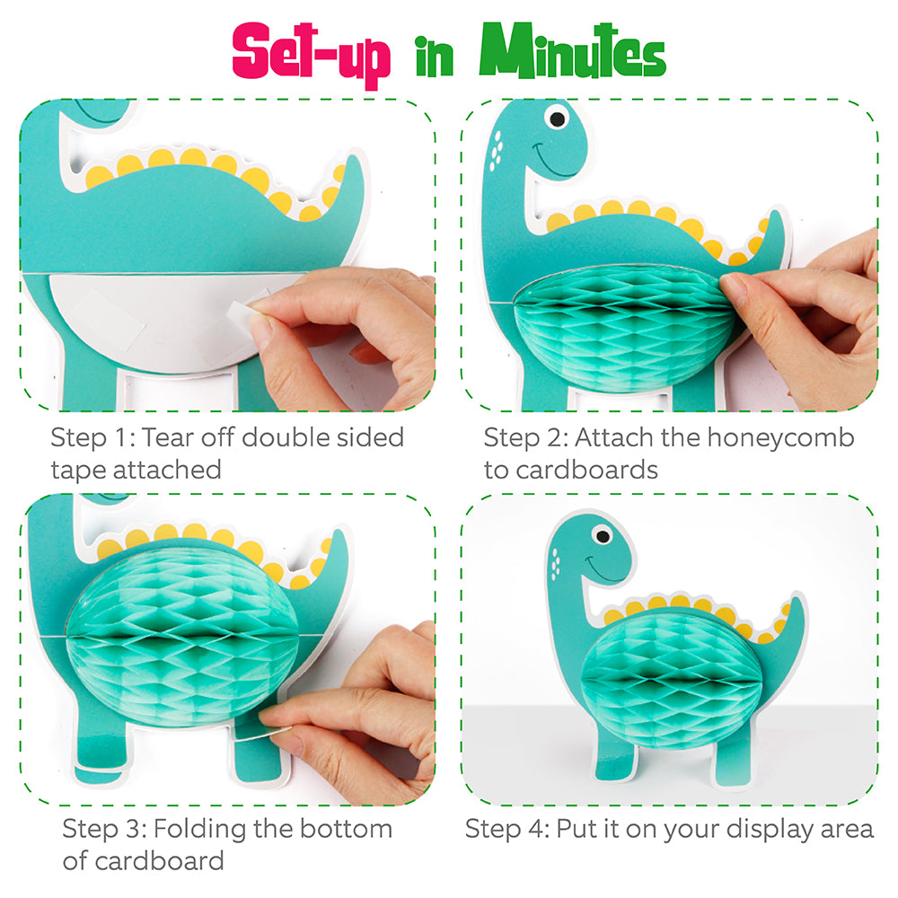 Mocoosy 12 Pieces Dinosaur Party Honeycomb Centerpieces Table Decorations, Dinosaur Birthday Party Supplies Paper Center Piece Table Topper for Kids Boys T-Rex Theme Party Baby Shower Decor