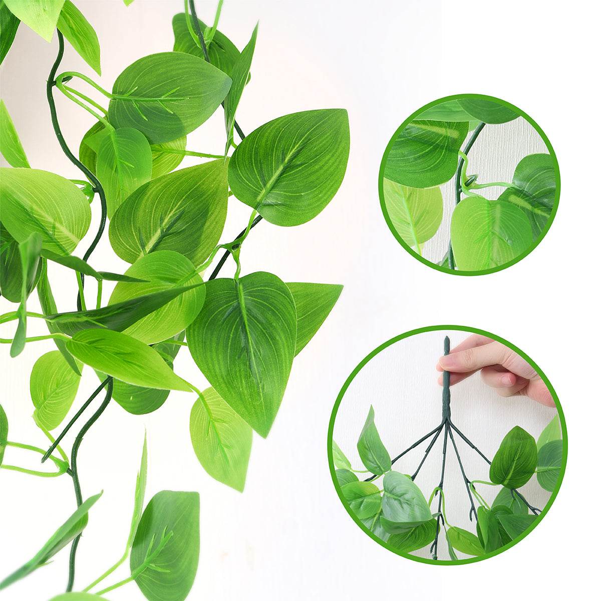 Mocoosy 2 Pack Artificial Hanging Plants Indoor with Baskets, 3.28ft Fake Hanging Ivy Vines in Pots, Faux Draping Planter Greenery for Wall Home Room Patio Decorations