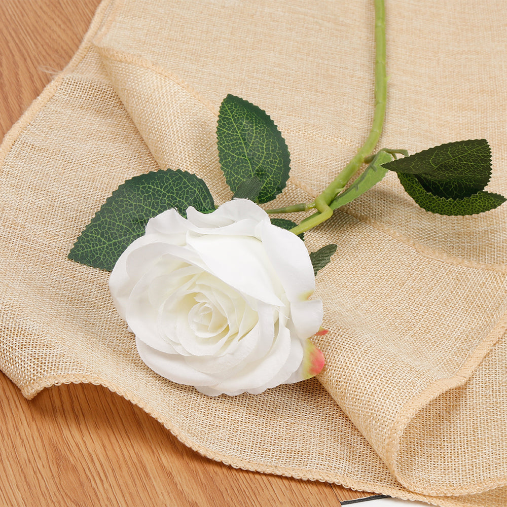 Mocoosy 12 PCS White Rose Artificial Flowers, Fake Roses with Long Stems Realistic Silk Rose Bouquets for Wedding Decorations Bridal Shower Faux Floral Arrangements Spring Party Home Table Decor