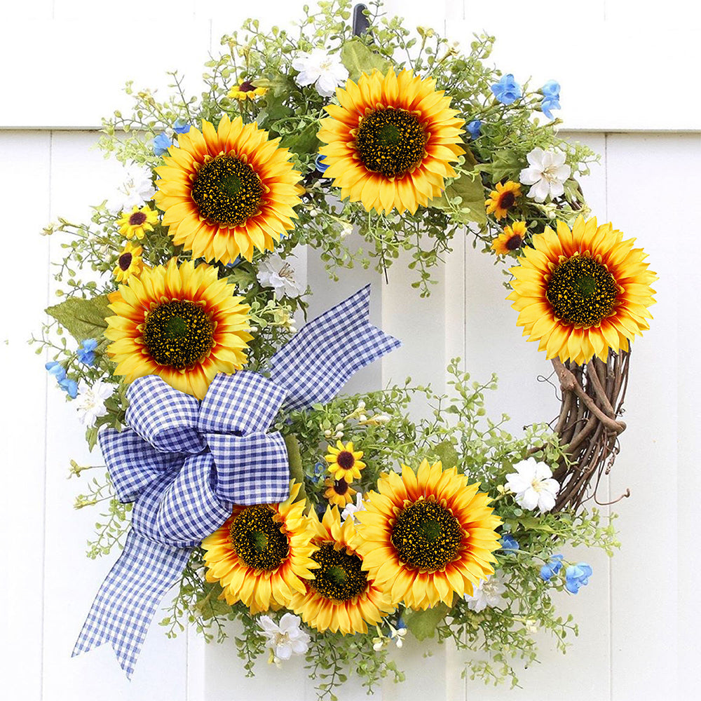 Mocoosy 16 Pcs 5.5 Inch Artificial Silk Sunflower Heads, Large Fake Sunflowers Bulk, Yellow Faux Sunflower Heads Artificial Flowers Decorations for Christmas Tree Home Party Wedding Decor