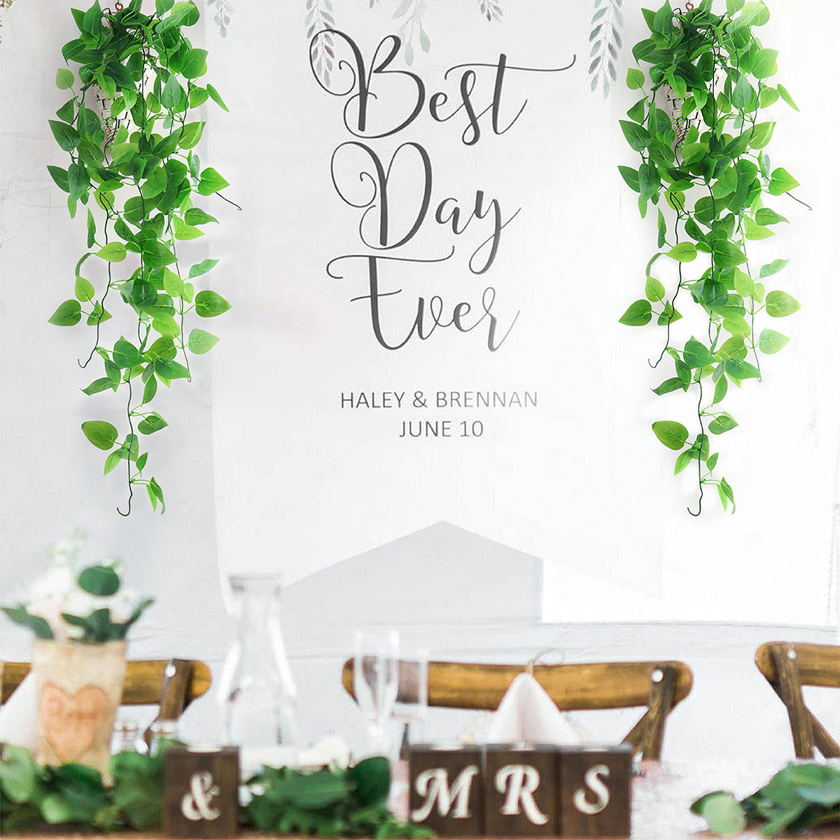 Mocoosy 2 Pack Artificial Hanging Plants Indoor with Baskets, 3.28ft Fake Hanging Ivy Vines in Pots, Faux Draping Planter Greenery for Wall Home Room Patio Decorations