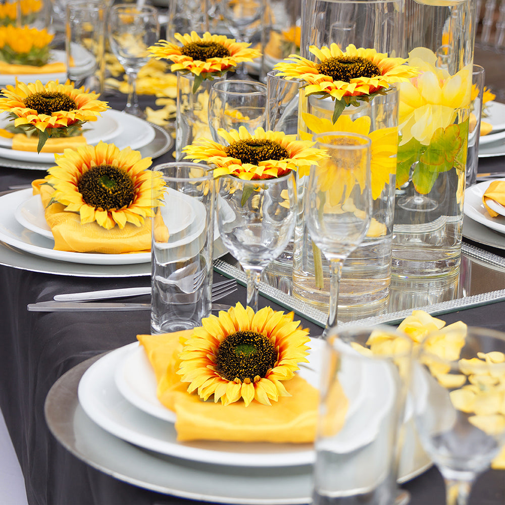 Mocoosy 16 Pcs 5.5 Inch Artificial Silk Sunflower Heads, Large Fake Sunflowers Bulk, Yellow Faux Sunflower Heads Artificial Flowers Decorations for Christmas Tree Home Party Wedding Decor