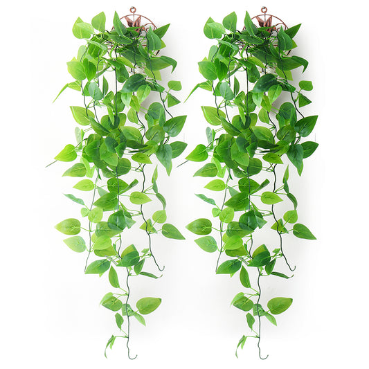 Mocoosy 2 Pack Artificial Hanging Plants Indoor with Baskets, 3.28ft Fake Hanging Ivy Vines in Pots, Faux Draping Planter Greenery for Wall Home Room Patio Decorations