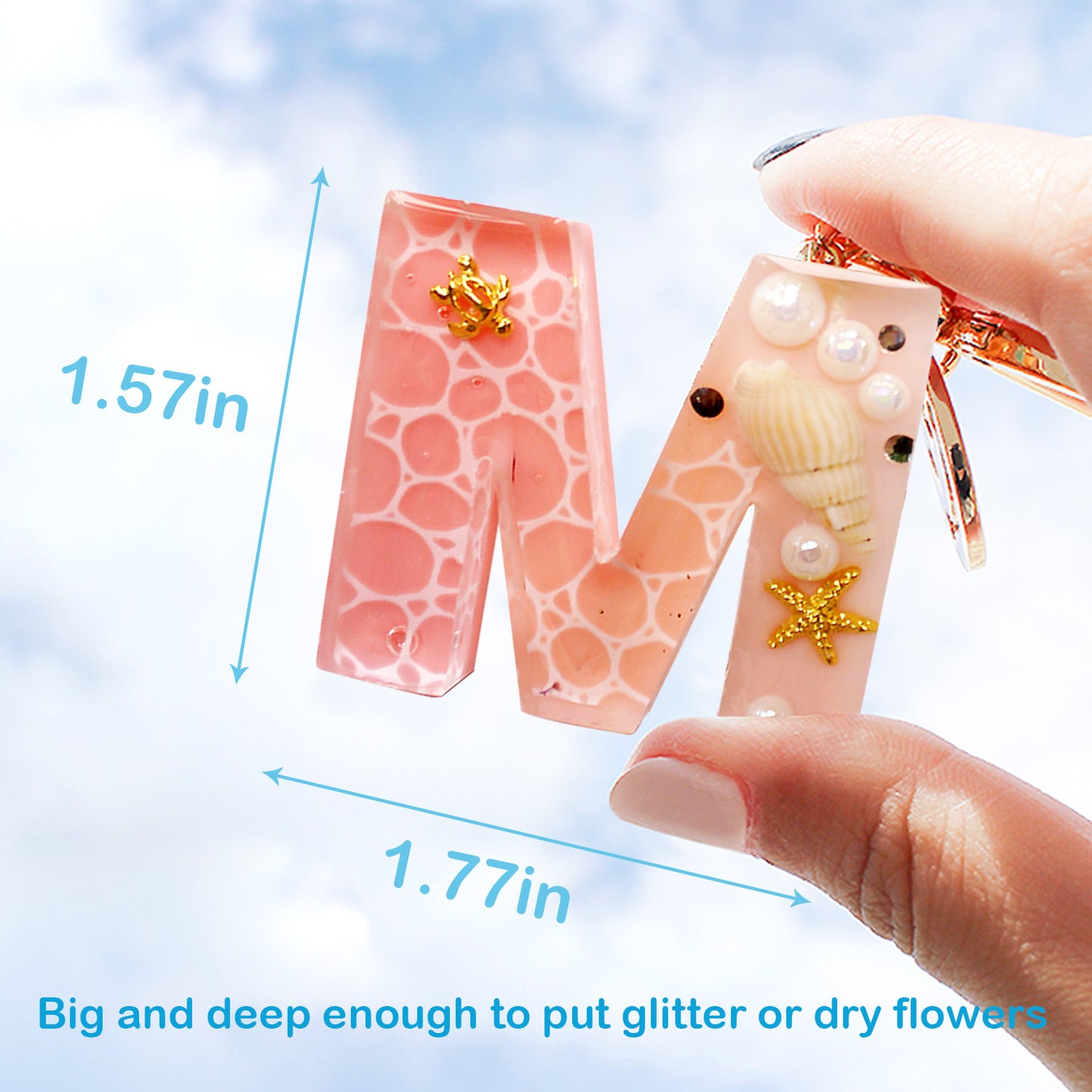 Mocoosy 134Pcs Alphabet Keychain Resin Molds Kit, Reversed Letter Number Silicone Mold Epoxy Resin Casting Molds Key Chain Making Set with 1 Hand Drill 2 Drill Bits 30 Key Rings 100 Screw Pin
