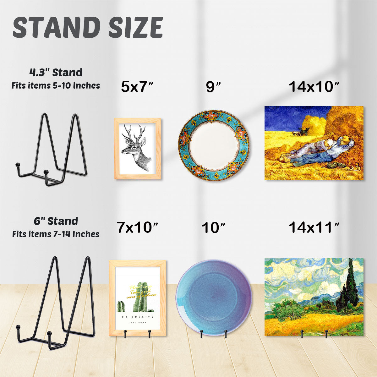 Mocoosy 2 Pack 6 Inch Display Stands for Plate - Black Metal Iron Easel Plate Holder Stands Frame Holders for Displaying Photos, Pictures, Decorative Plate Dish and Tabletop Art