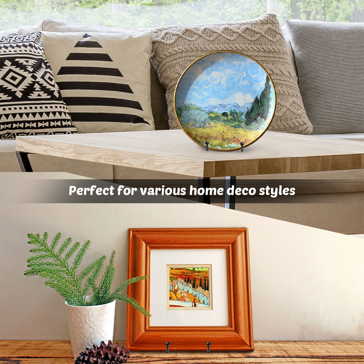 Mocoosy 2 Pack 6 Inch Display Stands for Plate - Black Metal Iron Easel Plate Holder Stands Frame Holders for Displaying Photos, Pictures, Decorative Plate Dish and Tabletop Art
