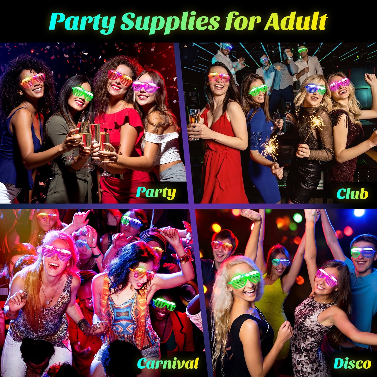 20 Pack LED Glasses Dance Party Favors Light up Glasses, Glow In The Dark Party Supplies Accessories for Kids Adult,New Years Eve Party Supplies 2026 Neon glasses Birthday Party Favors