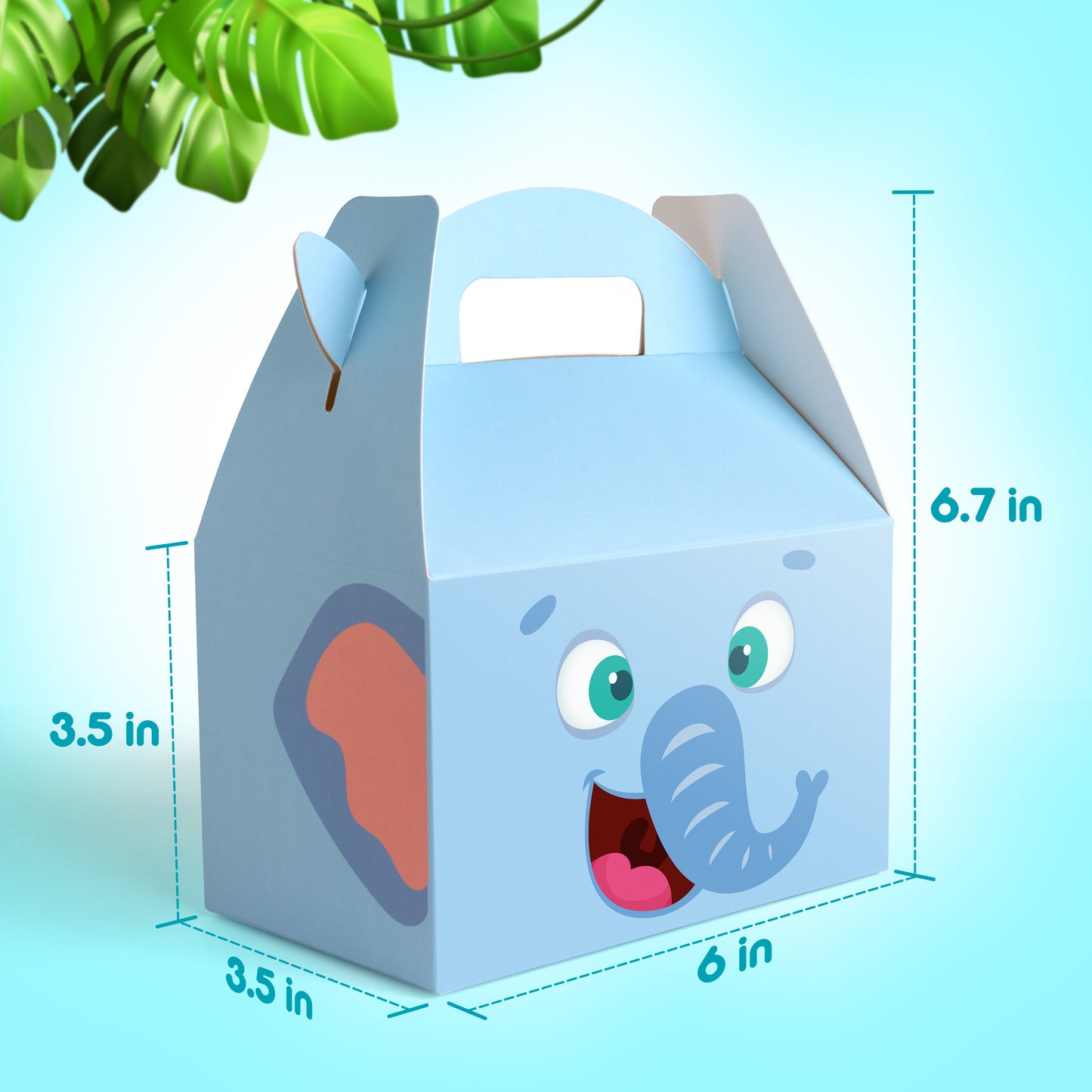 Mocoosy 24PCS Animal Party Favor Treat Boxes, Thickened Cardboard Gift Boxes Candy Snack Goodie Bags for Kids Birthday, Recycled Paper Gable Box with Handles for Jungle Safari Zoo Theme Party Supplies