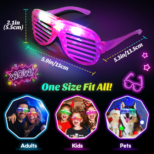 20 Pack LED Glasses Dance Party Favors Light up Glasses, Glow In The Dark Party Supplies Accessories for Kids Adult,New Years Eve Party Supplies 2026 Neon glasses Birthday Party Favors