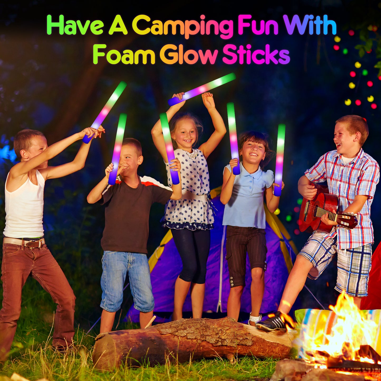 Mocoosy Foam Glow Sticks Bulk Pack, 32 PCS Led Glow Sticks with 3 Modes Colorful Flashing, Glow in Dark Party Supplies, Light Up Neon Party Toys for Wedding, Raves, Concert, Birthday, Halloween