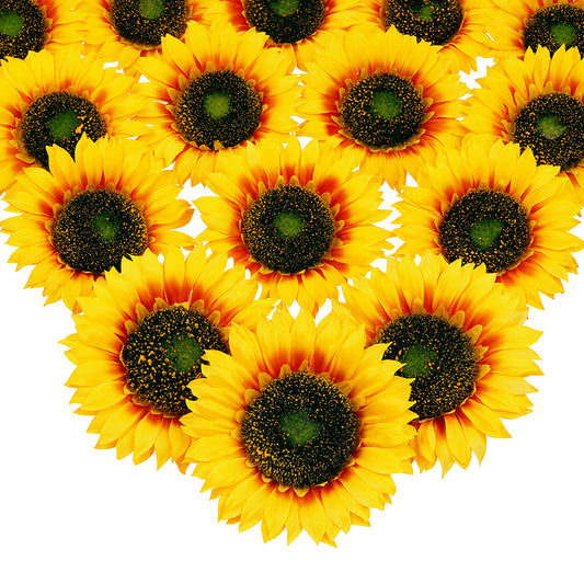 Mocoosy 16 Pcs 5.5 Inch Artificial Silk Sunflower Heads, Large Fake Sunflowers Bulk, Yellow Faux Sunflower Heads Artificial Flowers Decorations for Christmas Tree Home Party Wedding Decor