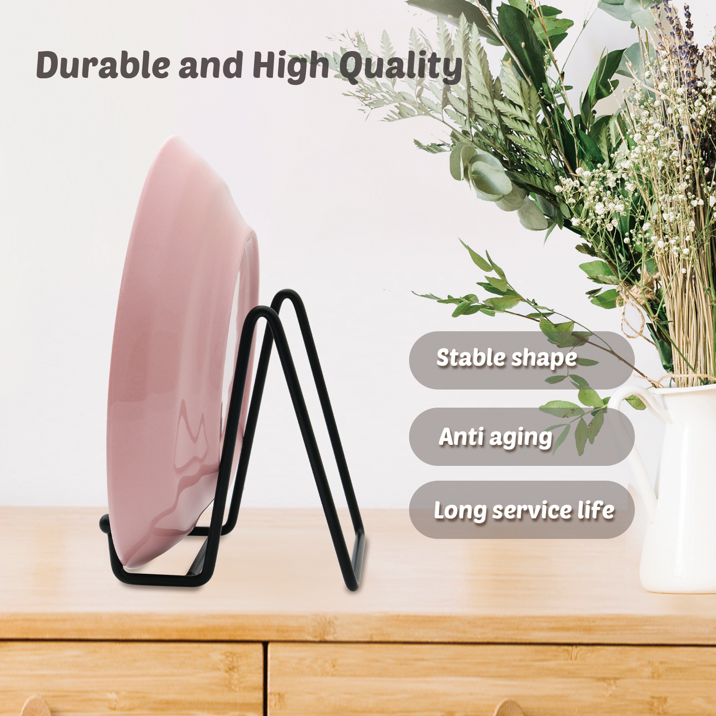 Mocoosy 2 Pack 4 Inch Plate Stands for Display - Black Iron Easel Plate Holder Display Stands Metal Frame Holder Stands for Pictures, Photo, Decorative Plate Dish and Tabletop Art