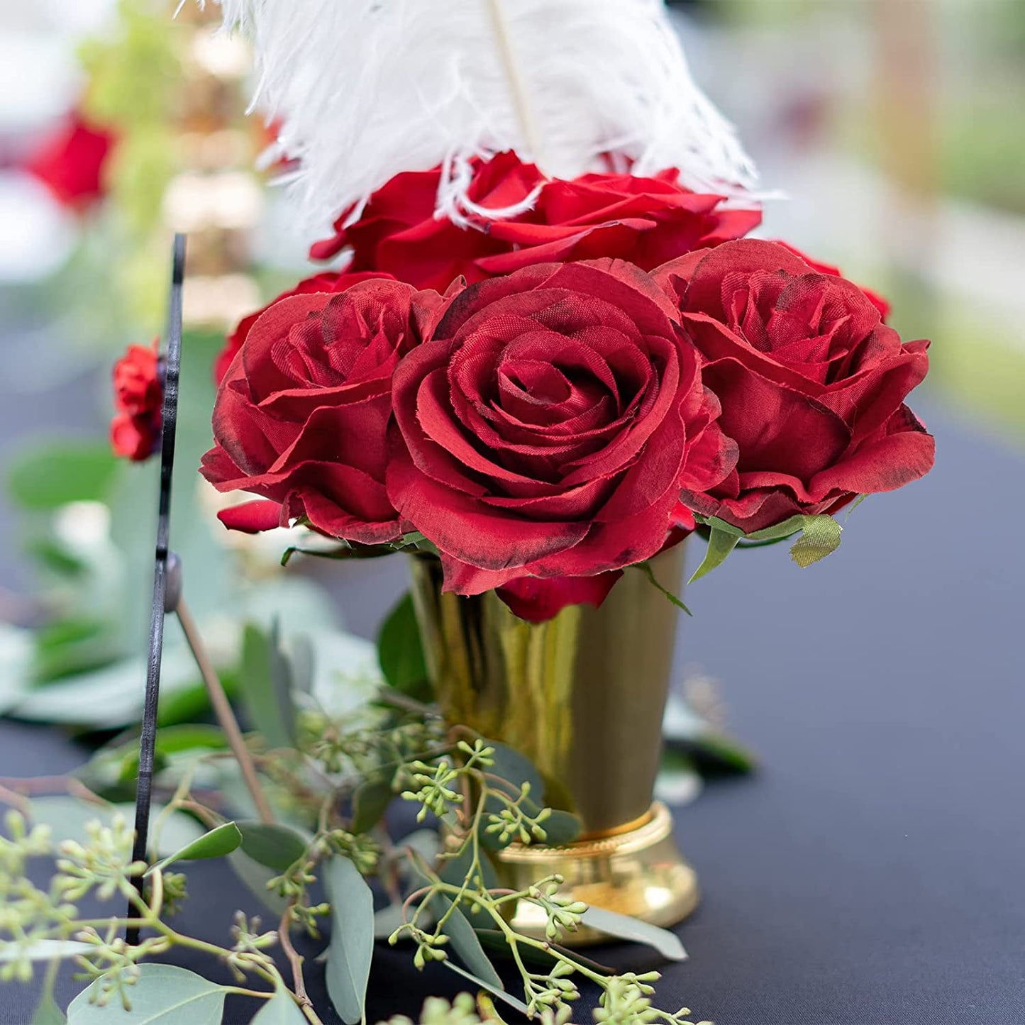 Mocoosy 12PCS Artificial Roses Fake Flowers for Decoration, Dark Red Roses Single Stem Artificial Flowers Silk Roses Flowers Bouquet for Wedding Flower Arrangment Centerpiece Party Home Table Decor